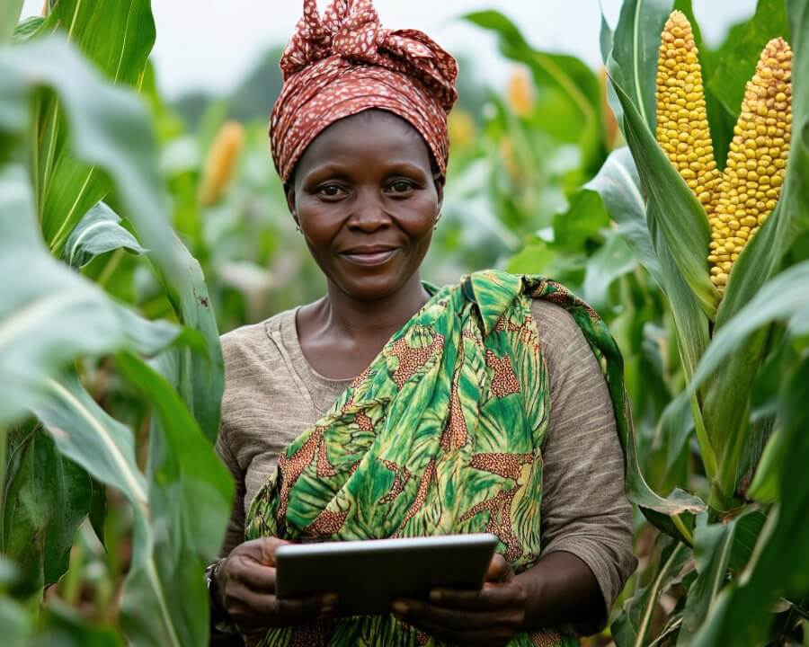 lady in a sorghum field