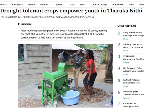 Drought-tolerant crops empower youth in Tharaka Nithi